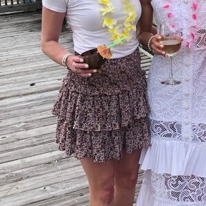 Ruffle Smocked Floral Mini Skirt